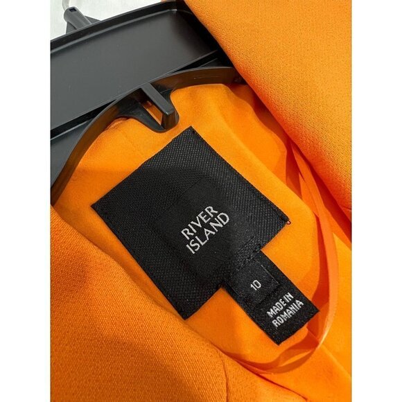 New River Island Size 10 Structured Double Breasted Blazer Orange Dopamine - Picture 7 of 14